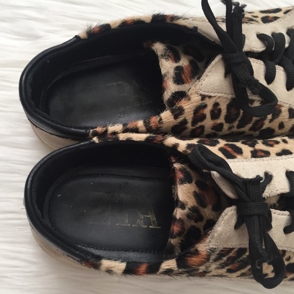 Zara Leopard Print Calf Hair Lace Up Sneakers 38 - Picture 5 of 11